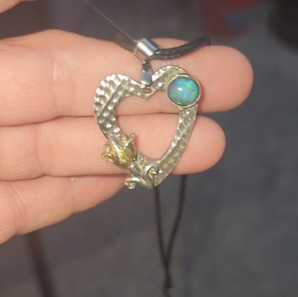 Opal heart pendant